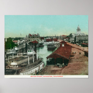 Luftaufnahme der WasserfrontStockton, CA Poster