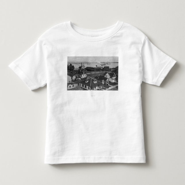 Luftaufnahme der Wohnsitze und der Fluss-Front Kleinkind T-shirt (Vorderseite)