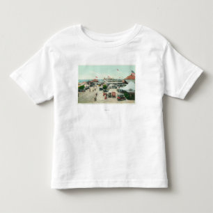 Luftaufnahme der Zelt-Stadt und der Kleinkind T-shirt