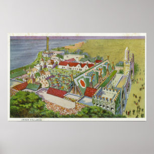 Luftaufnahme des irischen Dorfs Poster