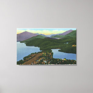 Luftaufnahme des Lake Placid u. des Mirror Sees Leinwanddruck