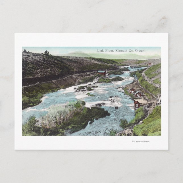Luftaufnahme des Link RiverKlamath-Landkreises, OR Postkarte (Vorderseite)