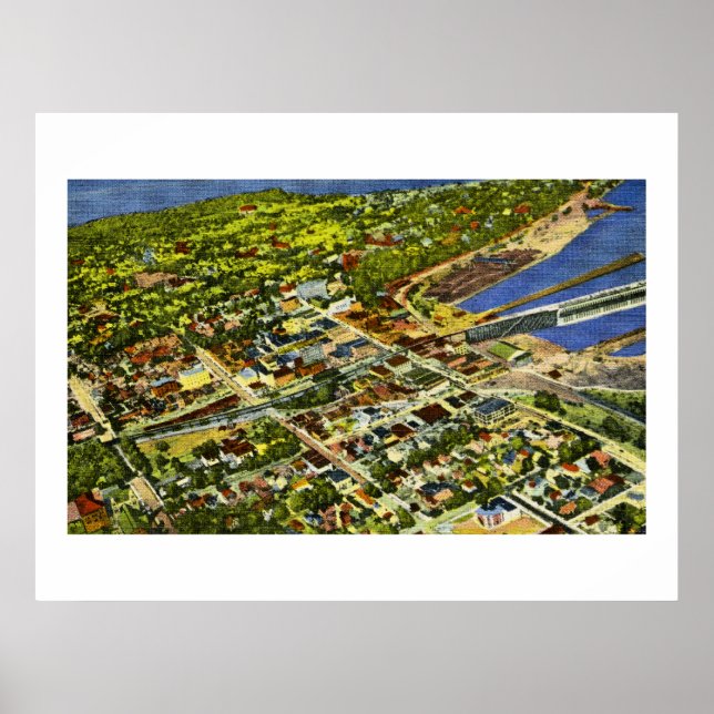 Luftaufnahme des Marquette, Postkarte von Michigan Poster (Vorne)