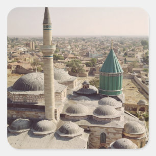 Luftaufnahme des Mevlana Tekke Quadratischer Aufkleber