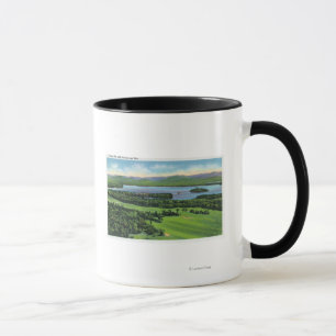 Luftaufnahme des Saranac Gasthaus-Golfplatzes u. Tasse