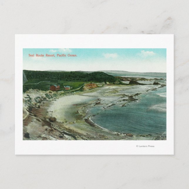 Luftaufnahme des Siegel Rocks Resort und Pazifik Postkarte (Vorderseite)