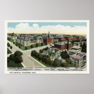 Luftaufnahme des Stadt-Krankenhauses Poster