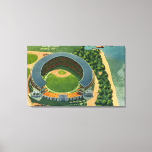 Luftaufnahme des städtischen Stadions Cleveland, O Leinwanddruck