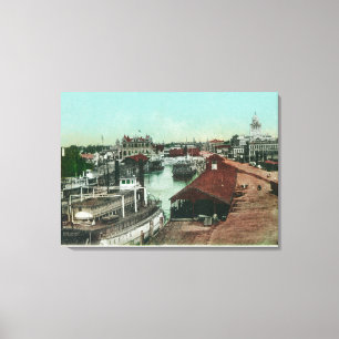 Luftaufnahme des WaterfrontStockton, CA Leinwanddruck