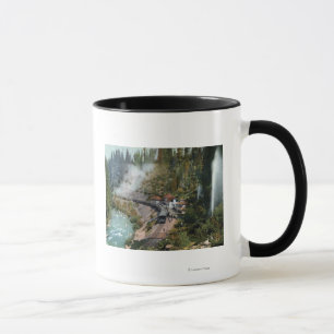 Luftaufnahme eines Bahnhofs Tasse