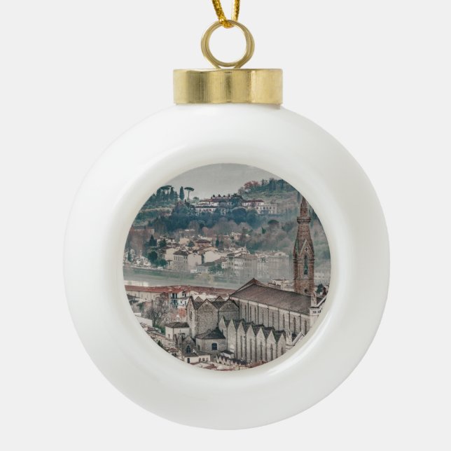 Luftaufnahme-historische Mitte von Florenz, Keramik Kugel-Ornament (Vorderseite)