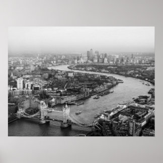 Luftaufnahme London mit Tower Bridge Themse Poster