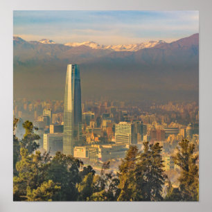Luftaufnahme Santiagos de Chile von San Cristobal Poster
