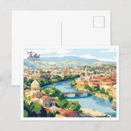 Luftaufnahme Tiflis Georgien Illustrationsreise Postkarte