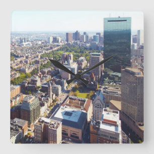 Luftaufnahme von Boston Quadratische Wanduhr