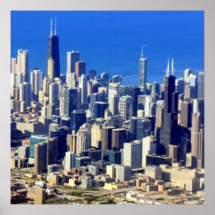 Luftaufnahme von Chicago im Stadtzentrum gelegen Poster