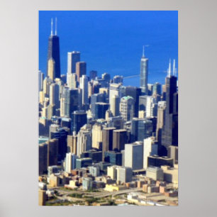 Luftaufnahme von Chicago im Stadtzentrum gelegen Poster