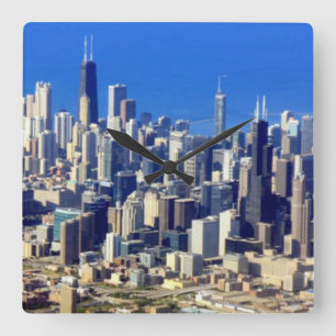 Luftaufnahme von Chicago im Stadtzentrum gelegen Quadratische Wanduhr