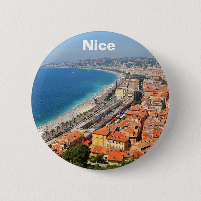 Luftaufnahme von französischem Riviera in Nizza, Button (Vorderseite)