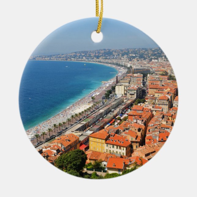 Luftaufnahme von französischem Riviera in Nizza, Keramik Ornament (Vorne)