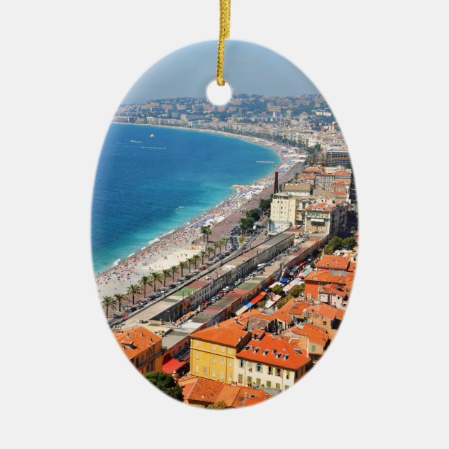 Luftaufnahme von französischem Riviera in Nizza, Keramik Ornament (Vorne)