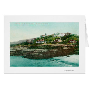 Luftaufnahme von Hütten und Strand in La Jolla