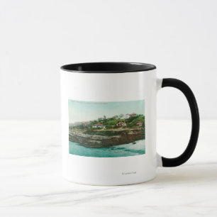 Luftaufnahme von Hütten und Strand in La Jolla Tasse