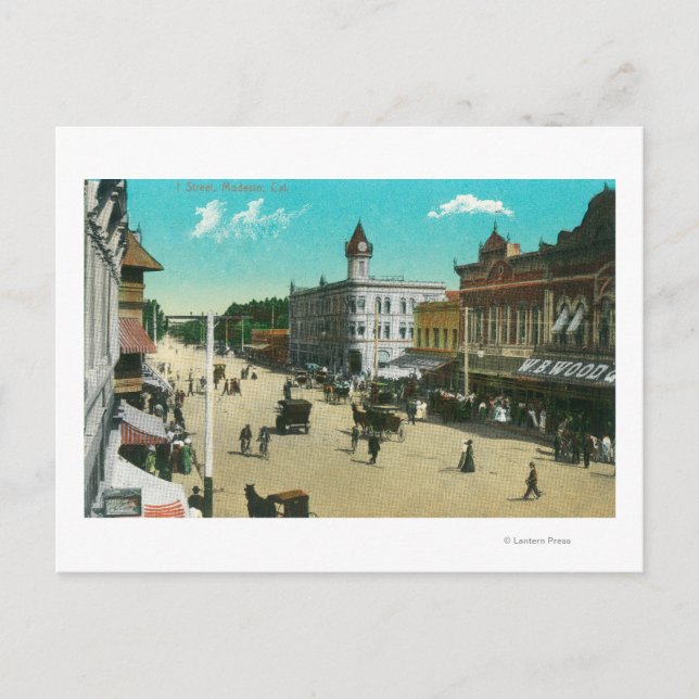 Luftaufnahme von I StreetModesto, CA Postkarte (Vorderseite)