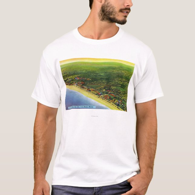 Luftaufnahme von Long Beach an York-Strand T-Shirt (Vorderseite)