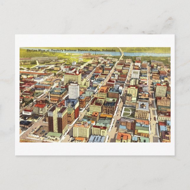 Luftaufnahme von Omaha, Nebraska, Vintag Postkarte (Vorderseite)