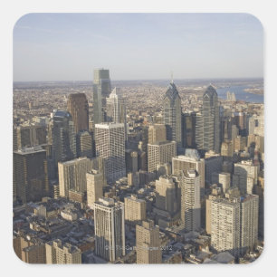 Luftaufnahme von Philadelphia, Pennsylvania Quadratischer Aufkleber