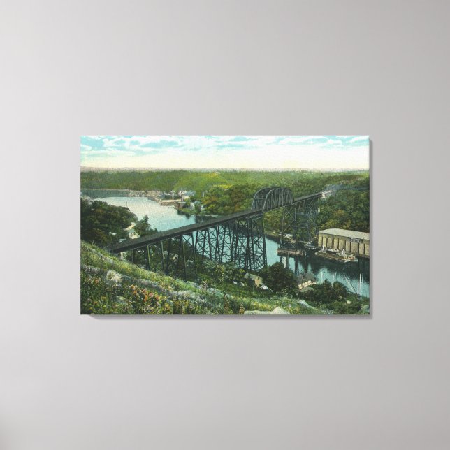 Luftaufnahme von Rondout Creek und Wilbur Bridge Leinwanddruck (Vorderseite)