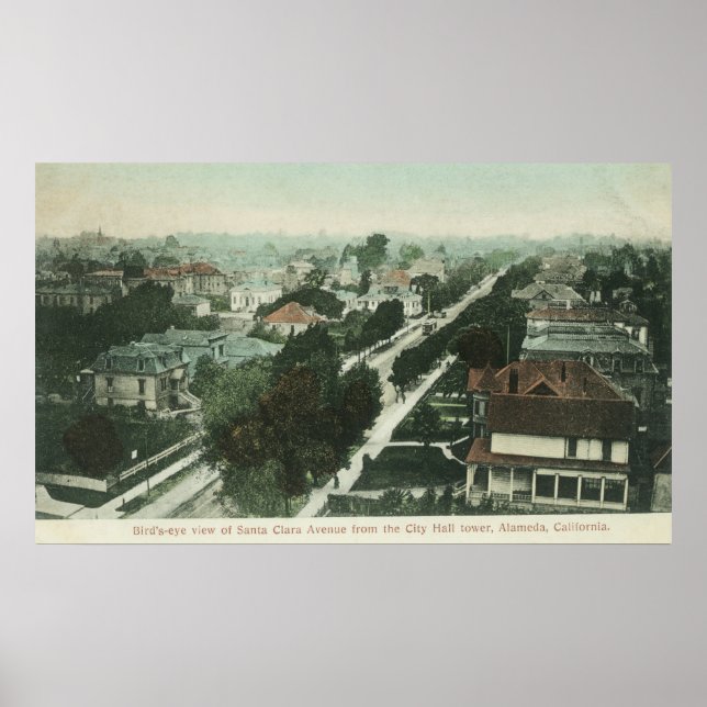 Luftaufnahme von Santa Clara AveAlameda, CA Poster (Vorne)