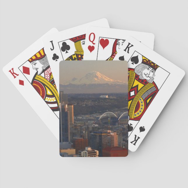 Luftaufnahme von Seattle-Stadt-Skylinen 2 Spielkarten (Rückseite)
