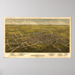 Luftaufnahme von Somerville, New Jersey (1882) Poster