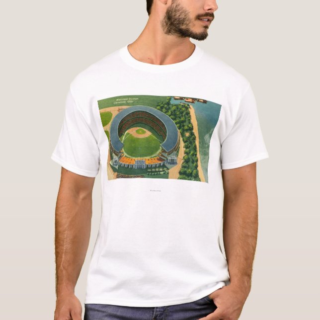 Luftaufnahme von städtischem StadiumCleveland, OH- T-Shirt (Vorderseite)