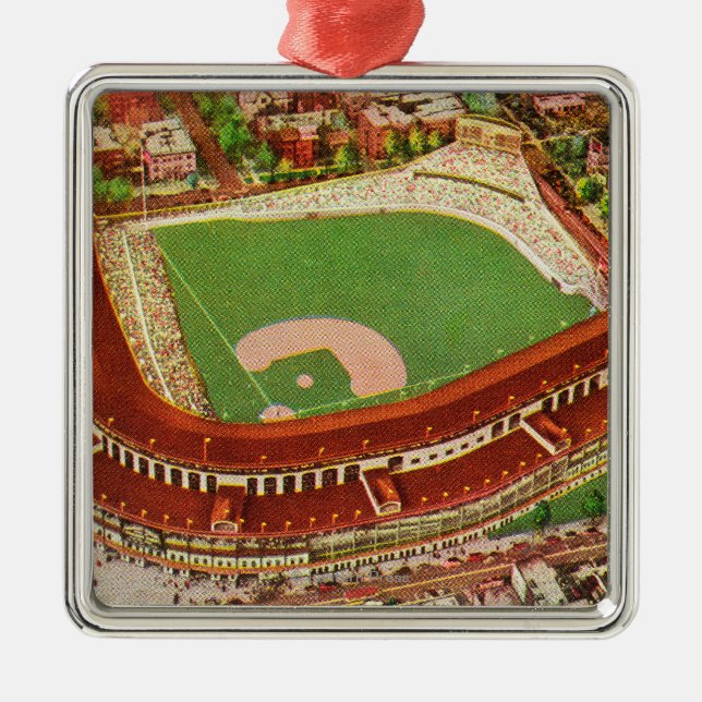 Luftaufnahme von Wrigley FieldChicago, IL Ornament Aus Metall (Vorne)