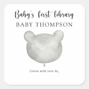 Luftballon-Bär - Baby's erste Bibliothek Quadratischer Aufkleber
