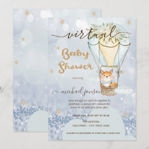 Luftballon Fuchs Sterne Bokeh Virtuelle Babyparty Einladung
