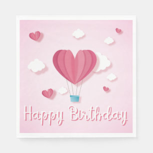 Luftballon Herz rosa romantische Happy Birthday Serviette