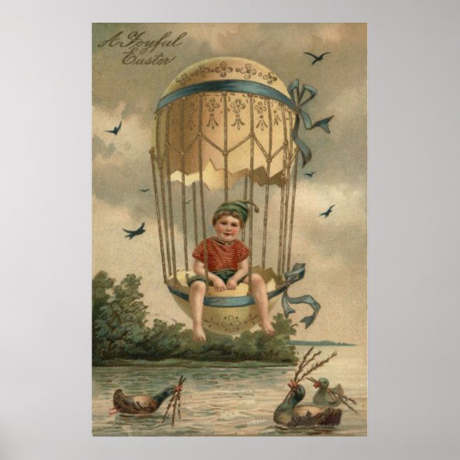 Luftballon Osterfarbenes gestrichenes Ei Ente Poster (Vorne)