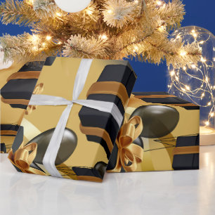 Luftballon Schwarz & Gold Geschenkbox Matt Verpack Geschenkpapier