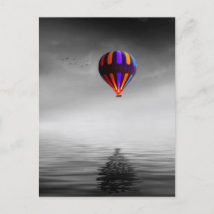 Luftballon Schwarz-Weiß-Fotografie Postkarte