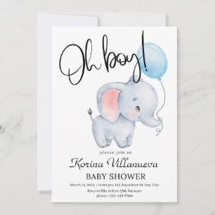 Luftballon süßer Elefant Baby Shower Einladung
