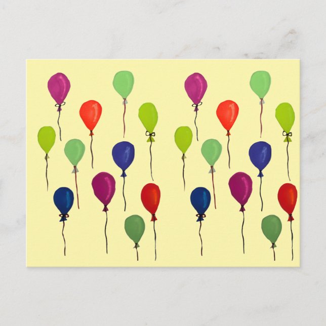 Luftballons aus buntem Party Postkarte (Vorderseite)