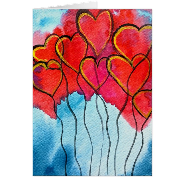 Luftballons des roten Herzens Valentine Aquarell (Vorne)
