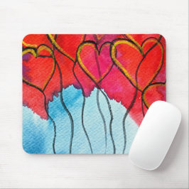 Luftballons des roten Herzens Valentine Mousepad