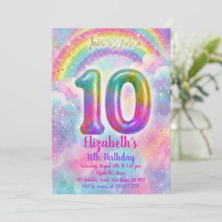 Luftballons Geburtstag 10. Geburtstag  Einladung