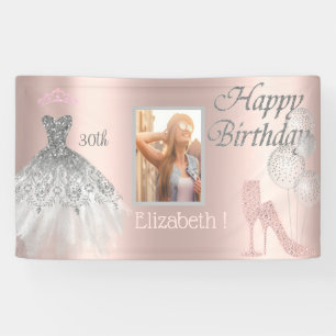 Luftballons, Glas, Absatz, Kleid, Rosen-Gold-Foto Banner