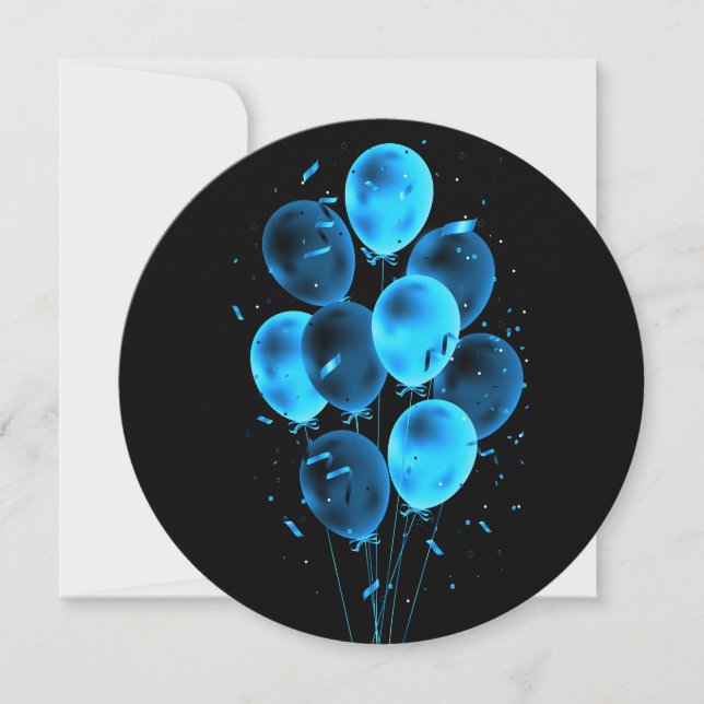Luftballons & Konfetti Negative Runde Grußkarten (Vorderseite)